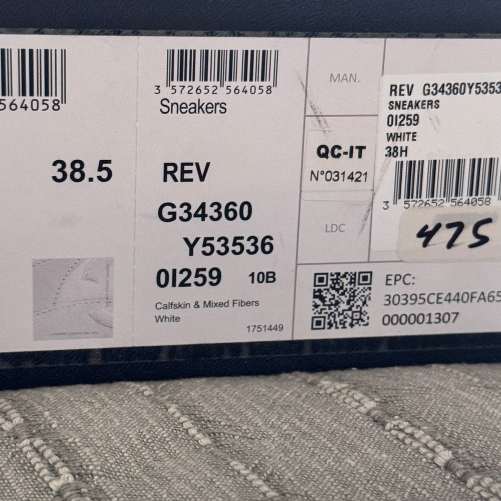 Authentic CHANEL White and Cream Sneakers - Picture 4 of 9